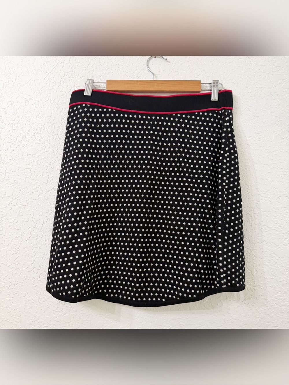 Krimson Klover - Merino Wool Polka Dot Skirt - L